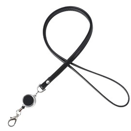 Samcos Neck Strap with Reel, Wearable Lanyard, Pass Case, ID Card Holder, Name Tag Strap, Employee ID Attachment for Women and Men, Black
