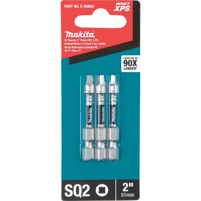 Makita E-00804 Impact XPS™ #2 Square 2" Power Bit, 3/pk