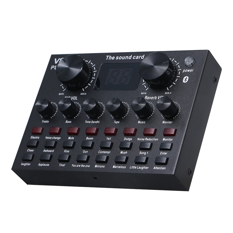Sound Mixer Board Digital Display BT2.1 External Live Sound Card