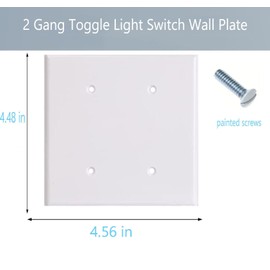 2-Gang Blank Wall Plate Outlet Cover Plate Unbreakable Polycarbonate Thermoplastic Double Blank Faceplate Electrical Receptacle Cover, White, 4 Pack