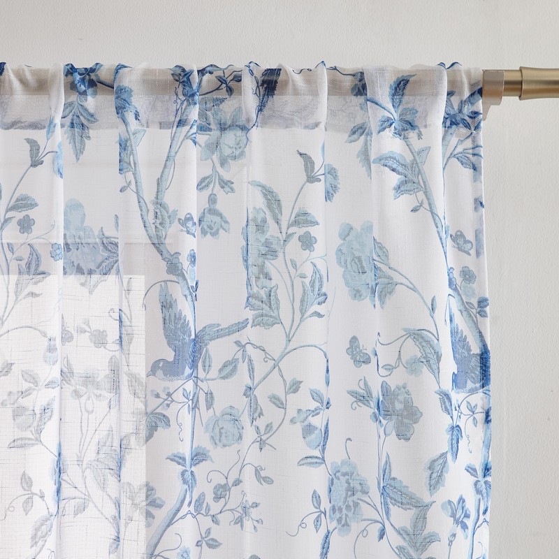 Laura Ashley Summer Palace Window Curtains with Rod Pocket, 96-inch