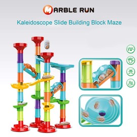 50Pcs Marble Run Set Building Blocks with 30 Glass Marbles for Kids Girls Boys Toys Stem Maze Educational Race Game Birthday Gifts (SmallB)