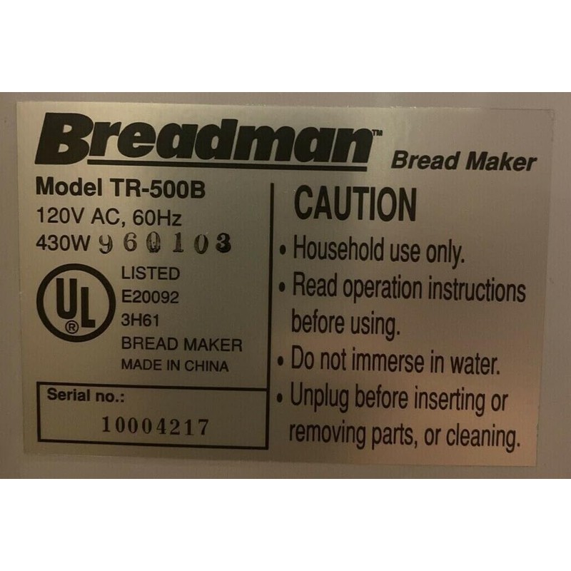 Paddle for Breadman Bread Maker Machine Model TR-500B TR500B only
