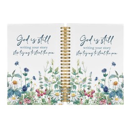 Pugwak Christian Floral Journal Notebook - Bible Verse Scripture Flower Notebooks College Ruled for Work School, Christian Gifts for Women, Office Supplies, Hardcover Spiral Notebook 5.5"x8.3"