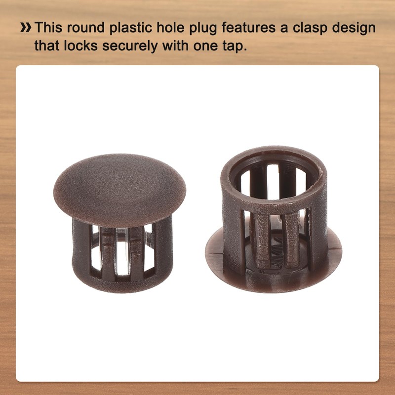 sourcing map 64PCS 10mm(3/8") Brown Plastic Hole Plugs, Flush Type