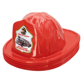 Kenco Kids Customizable Plastic Firefighter Hats -Choose your style, add your name or department (Fire Truck, 50)
