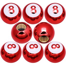 MEAJOO 8PCS 8 Ball Style Tire Valve Stem Caps, Universal Copper Core Dustproof Tire Valve Stem Covers for Cars, SUV, Trucks, Bikes, Motorcycles, Bicycles(Red)