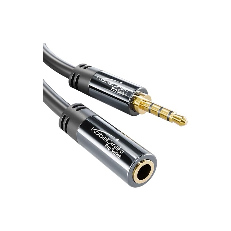 KabelDirekt – 3m/10ft Cable de Extensión 3.5mm 4 Pin Jack