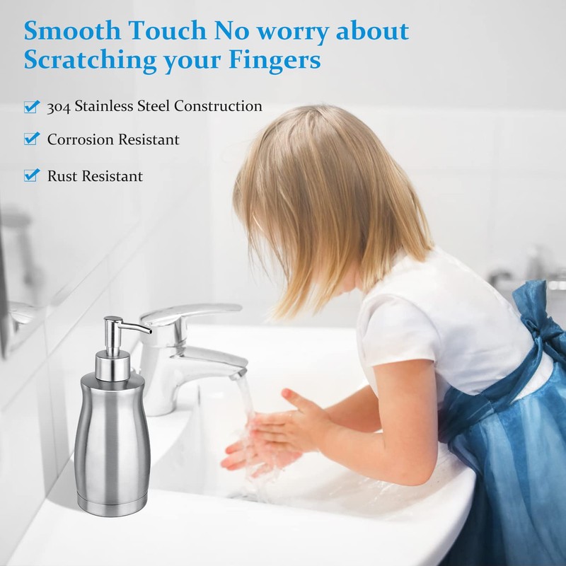 GLUBEE Soap Dispenser Stainless Steel - Brushed Nickel Pump Dispenser