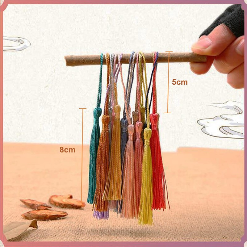 Pack of 200 Mini Tassels, Basicon Silky Soft Colourful Tassels,