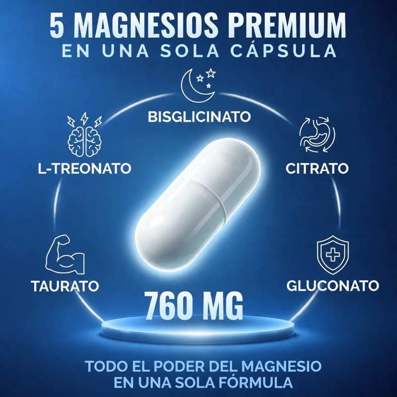5 Magnesios Con Camu Camu Y Vitamina D3, 60 Capsulas