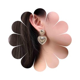 Allereya Vintage Matte Heart Drop Earrings Coin Disc Stud Earrings Love Heart Dangle Earrings Hammered Love Heart Earrings Jewelry for Women and Girls