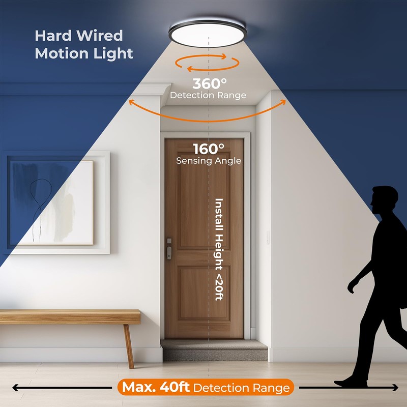 Matane Motion Sensor LED Ceiling Light with Remote, 12 Inch