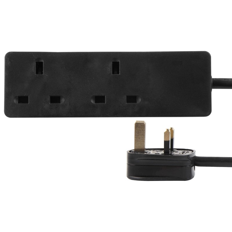 PRO ELEC PRO ELEC PELB1395 2-Gang Extension Lead, 0.5m, Black