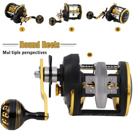 Sougayilang Trolling Reel Saltwater Level Wind Reels, Drag Reels Boat Fishing Ocean Fishing for Sea Bass Grouper-STC40