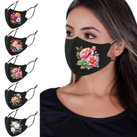 OMG Decor Fantasy Floral Pattern Cloth Face Masks,Adjustable Face Masks for Women,Resuable Face Mask,A1