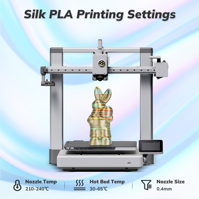AMOLEN Silk PLA 3D Printer Filament Bundle, Shiny Multicolor Rainbow