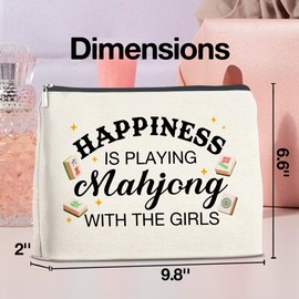 UPNEGE Mahjong Lovers Makeup Bag Mahjong Gifts for Mahjong Player Happiness Is Playing Mahjong with the Girls Cosmetic Bag Zipper Makeup Pouch