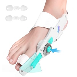 HUQKIYA Bunion Corrector for Women & Men, Orthopedic Bunion Splint with Toe Separator Adjustable Toe Straightener Suitable for Left/Right Feet Hallux Valgus Relief (White 1Pcs)