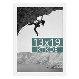 KTKDE 13x19 Picture Frame White, Wall Gallery Poster Frames Wooden, Shatter Resistant Glass, Rectangle Photo Frame for Photos,Studio Hanging Posters & Best gift