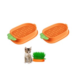 Changyeah Cat Grass Growth Set, 2 Pieces Cat Grass Germination Tray, Hydroponics Cat Grass Box, Hydroponics Cat Grass Planter, Cat Plant Planter, for Cat Dogs, Pets (Orange)