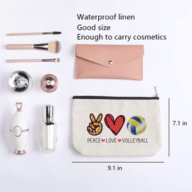 kdxpbpz Volleyball Inspirational Gifts for Women Volleyball Stuff Gifts for Volleyball Players Teams, Birthday Gifts for Women Her Best Friend BFF Bestie Makeup Bag - Peace Love Volleyball
