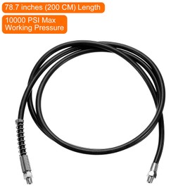 HARFINGTON Grease Gun Hose 78.7" 10000 PSI Spring Flex High Pressure Quick Release Grease Replacement with Coupler 1/8" NPT Threads for Grease Gun, Black