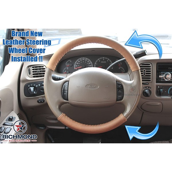 Richmond Auto Upholstery 2003-2007 Ford F-350 King Ranch Leather Steering Wheel Cover with Needle & Thread, King Ranch