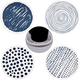 KYEYGWO Natural Diatomite Absorbent Coasters Set of 4, Round Drink Coasters with Cork Backing, Stone for Home Decoration