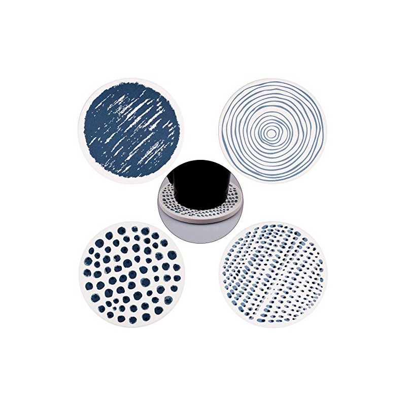 KYEYGWO Natural Diatomite Absorbent Coasters Set of 4, Round Drink