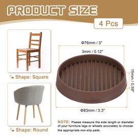 PATIKIL 3.3 Inch Rubber Furniture Pads, 4 Pack Non-Slip Furniture Coasters Round Anti Skid Caster Cups Furniture Feet Cup Floor Protectors for Bed Couch Stoppers, Brown