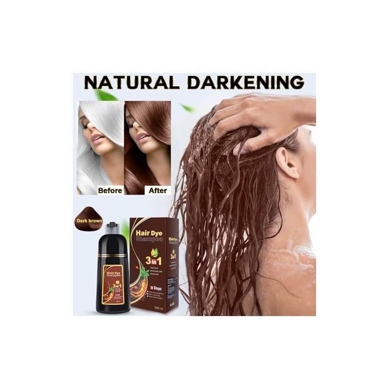 IIIMEIDU- Champú para teñir el cabello castaño oscuro 3 en