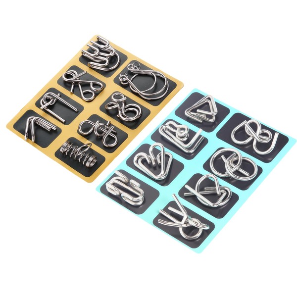 2 Sets of Metal Brain Teaser Puzzles Ring, IQ Puzzle