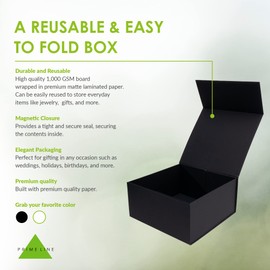 Magnetic Gift Box - 15 Pack Black Collapsible Boxes with Lid Closure in Bulk, Luxury Cardboard Packaging for Boutiques, Small Business, Apparel, Retail, Bridesmaid, Parties, Large, Bulk - 12x12x6