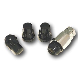 WHKT Set of 4 12x1.5 1.40" Gloss Black Acorn Wheel Lug Nut Locks with Key Honda