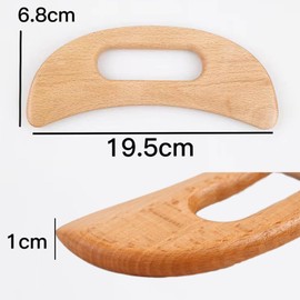 TSUOUKL 1 Stück Gua Sha Massagegerät aus Naturholz – Lymphdrainage Werkzeug für Gesicht, Nacken & Körper, Handmassage Holz Bio-Holz, 19 cm