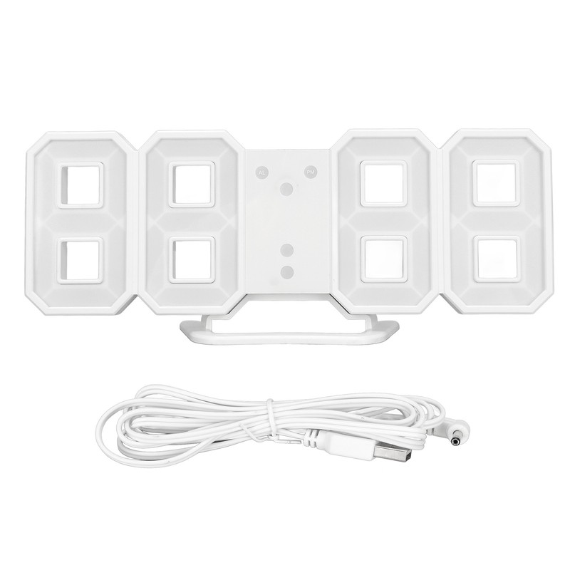 3D LED Digital Clock Dimmable Snooze Time Memory 12/24 Date