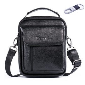 hengwin Cuero Genuino Bandolera Hombre Bolsa de Viaje Hombre riñonera para Hombre Messenger Bag Hombre Bolso para Hombre sobaqueras para Hombre Bolso Crossbody para Mujer cangurera (Negro)