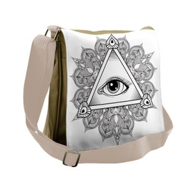 Ambesonne Eye Messenger Bag, Vintage Tattoo Boho Triangle, Unisex Cross-body