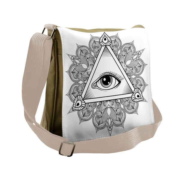 Ambesonne Eye Messenger Bag, Vintage Tattoo Boho Triangle, Unisex Cross-body
