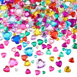 1032 Pieces Acrylic Heart Rhinestone Crystal Gems Flat Back Heart Rhinestones 18 mm/ 12 mm/ 10 mm/ 6 mm for Valentines Wedding Decoration DIY Crafts Jewelry Making(Vivid Color)
