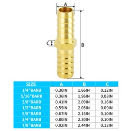 ChillWaves Brass Hose Barb Fittings, Splicer Mender Union 3/4" Barb x 3/4" Barb Hose Repair Kit For Water/Fuel/Air(6-PACK)