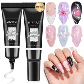 MIZHSE 3D Nail Gel, 2 Pcs Clear Sculpting Carving Molding Gel for Nail Art Sculpture for Decoration Manicure Charms DIY at Home Manicure
