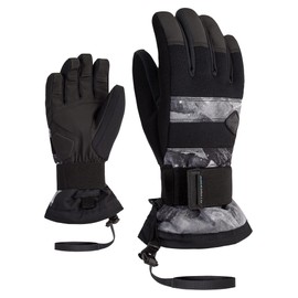 Ziener Children's MANU Snowboard Gloves / Winter Sports | Waterproof, Breathable, Protector, Grey Mountain Print, XS