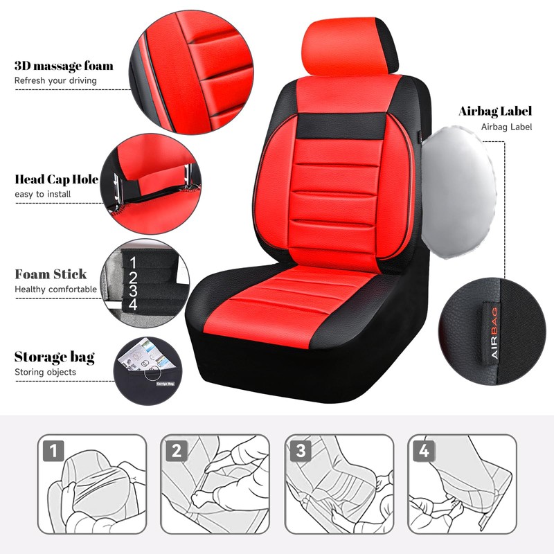 CAR PASS Leather Seat Covers Full Set Universal Water Resistant