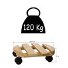 BigDean 5 x Plant Rollers Round Beech Wood Solid Wood