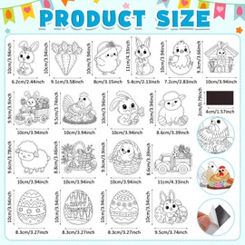 Mootycapa 36 Pcs Easter Magnets Decorations Color Your Own Decals DIY Easter Crafts Egg Bunny Fridge Magnets for Home School Door Refrigerator Car Decor