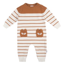 Gerber Baby Boys' Sweater Knit Romper Jumpsuit, Brown Fox, 18 Months