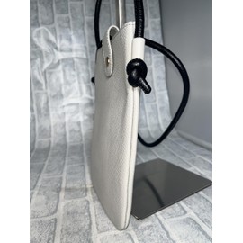 Rebecca 4531 Smart Pochette, Italian Leather, Cow Leather, Shoulder Pochette, Women's, Men's, Genuine Leather, Pochette, Smartphone Pochette, Shoulder Bag, Unisex, Unisex, ice gray