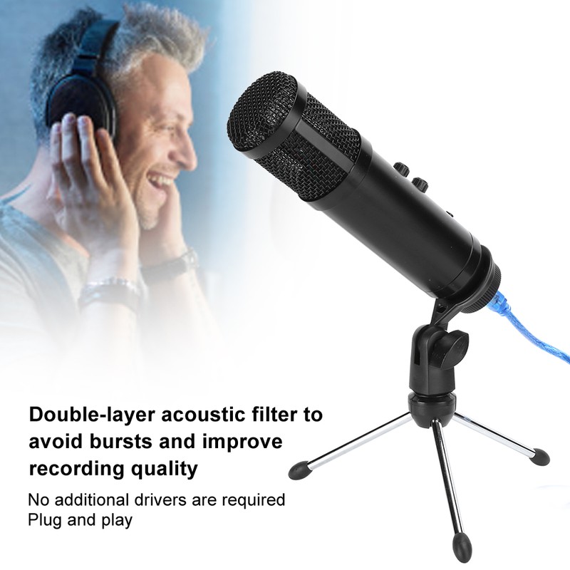 Professional Capacitance USB Microphone Recording Mini Portable MIC Set Plug
